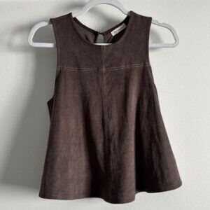 Chloe & Katie brown sleeveless faux suede top size small